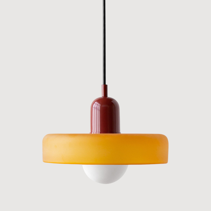 Nowoczesna lampa wisząca z kolorowym szklanym kloszem Bauhaus