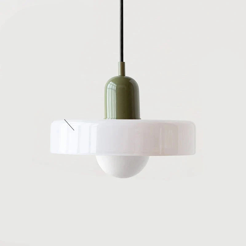 Nowoczesna lampa wisząca z kolorowym szklanym kloszem Bauhaus