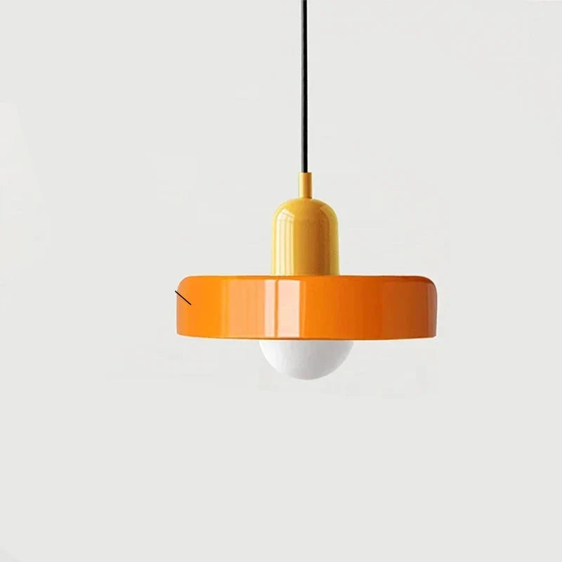 Nowoczesna lampa wisząca z kolorowym szklanym kloszem Bauhaus