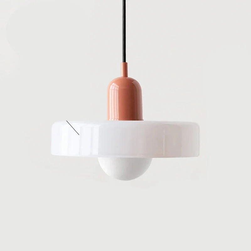 Nowoczesna lampa wisząca z kolorowym szklanym kloszem Bauhaus