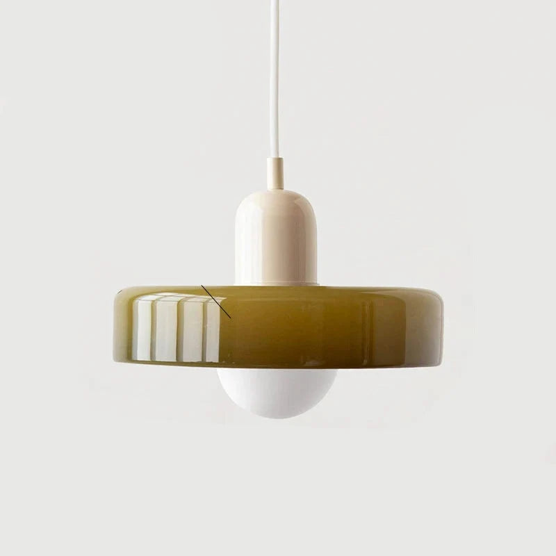 Nowoczesna lampa wisząca z kolorowym szklanym kloszem Bauhaus