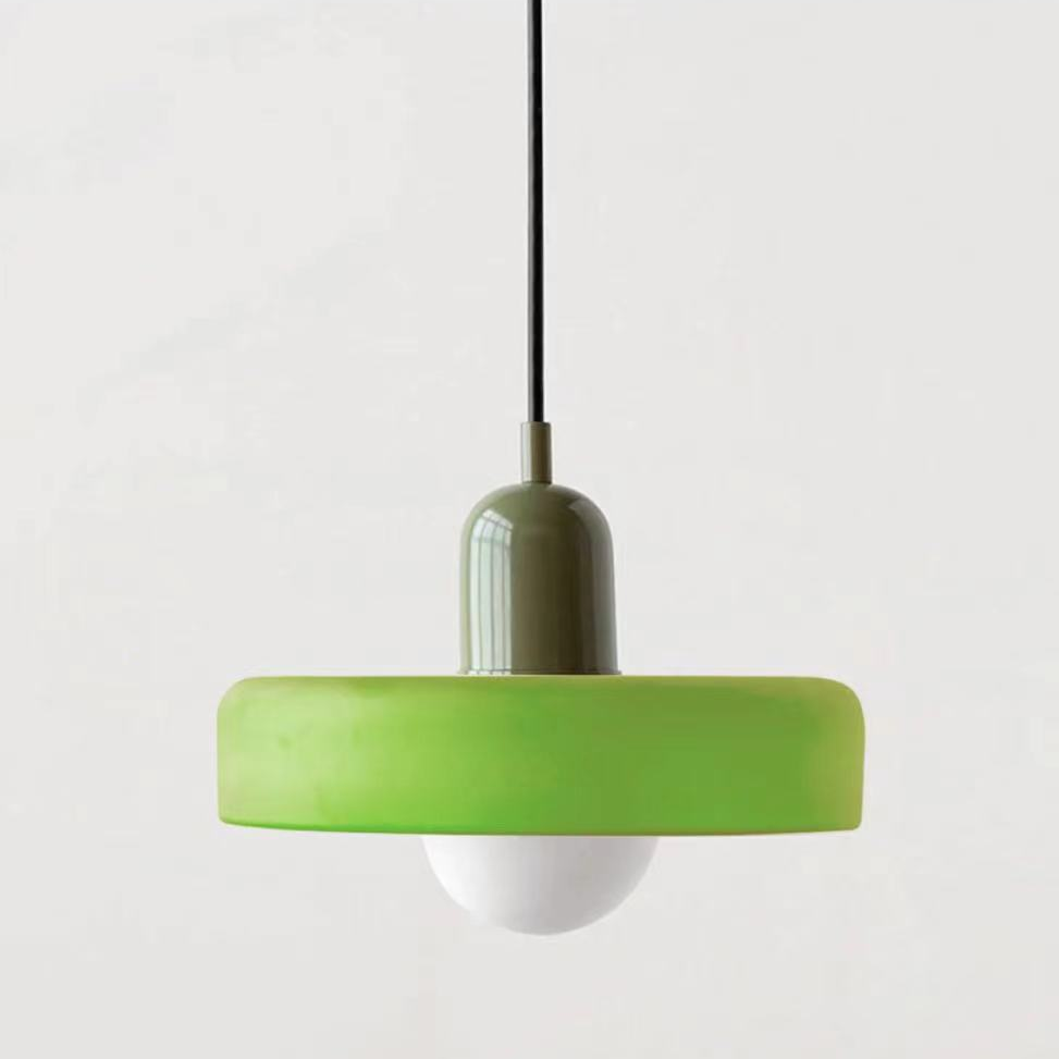 Nowoczesna lampa wisząca z kolorowym szklanym kloszem Bauhaus