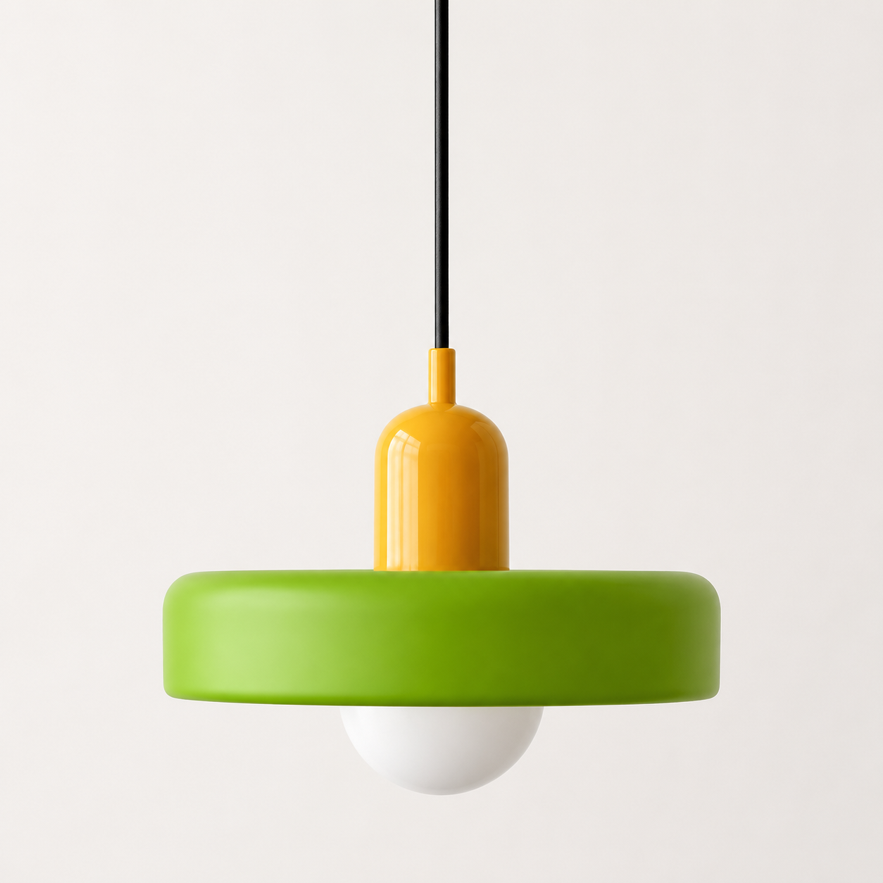 Nowoczesna lampa wisząca z kolorowym szklanym kloszem Bauhaus