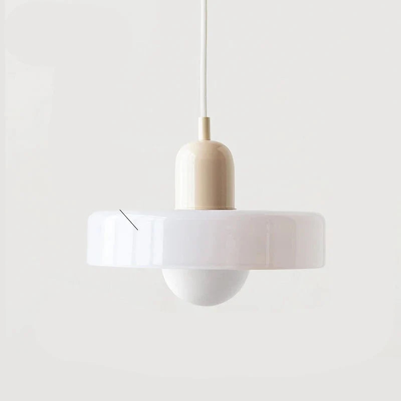 Nowoczesna lampa wisząca z kolorowym szklanym kloszem Bauhaus