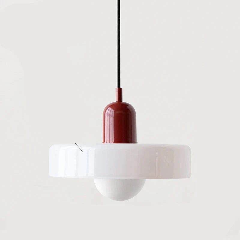 Nowoczesna lampa wisząca z kolorowym szklanym kloszem Bauhaus