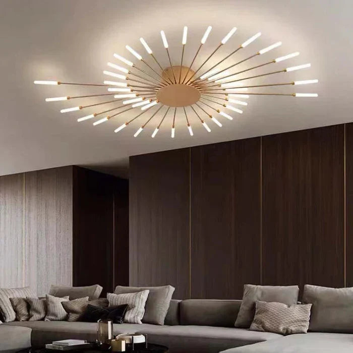 Nowoczesny żyrandol sufitowy LED - minimalistyczny design w stylu promieni słonecznych