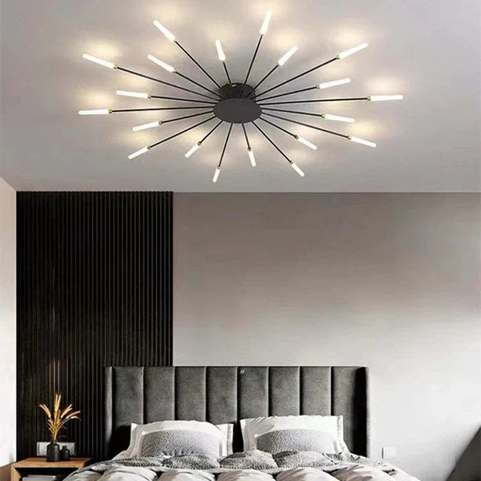 Nowoczesny żyrandol sufitowy LED - minimalistyczny design w stylu promieni słonecznych